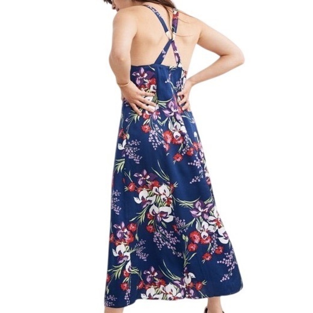 Madewell Women's Cami Maxi Dress Orchid Bouquet Blue Floral Size 6 Resortwear - Picture 2 of 15